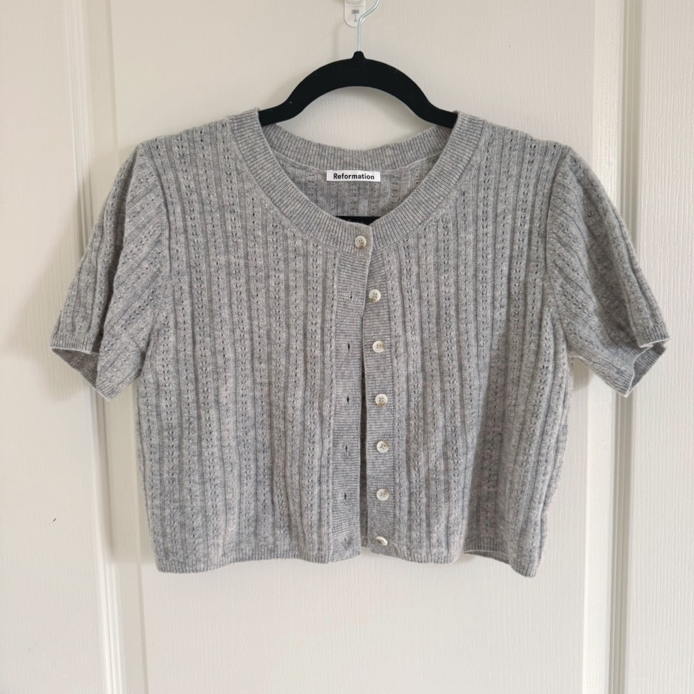 Reformation Gray Cropped Knitwear